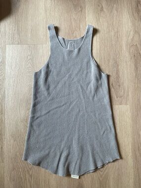Rick Owens Ribbed Scoop Tank Top - Light Gray